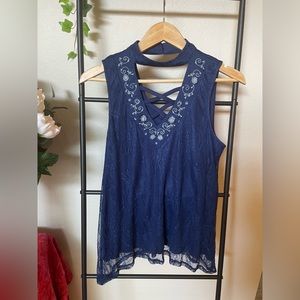 ⭐️ miami Blue Lace Criss Crosa Peep Top ⭐️